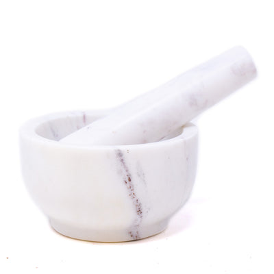 Handmade White Marble Mortar & Pestle