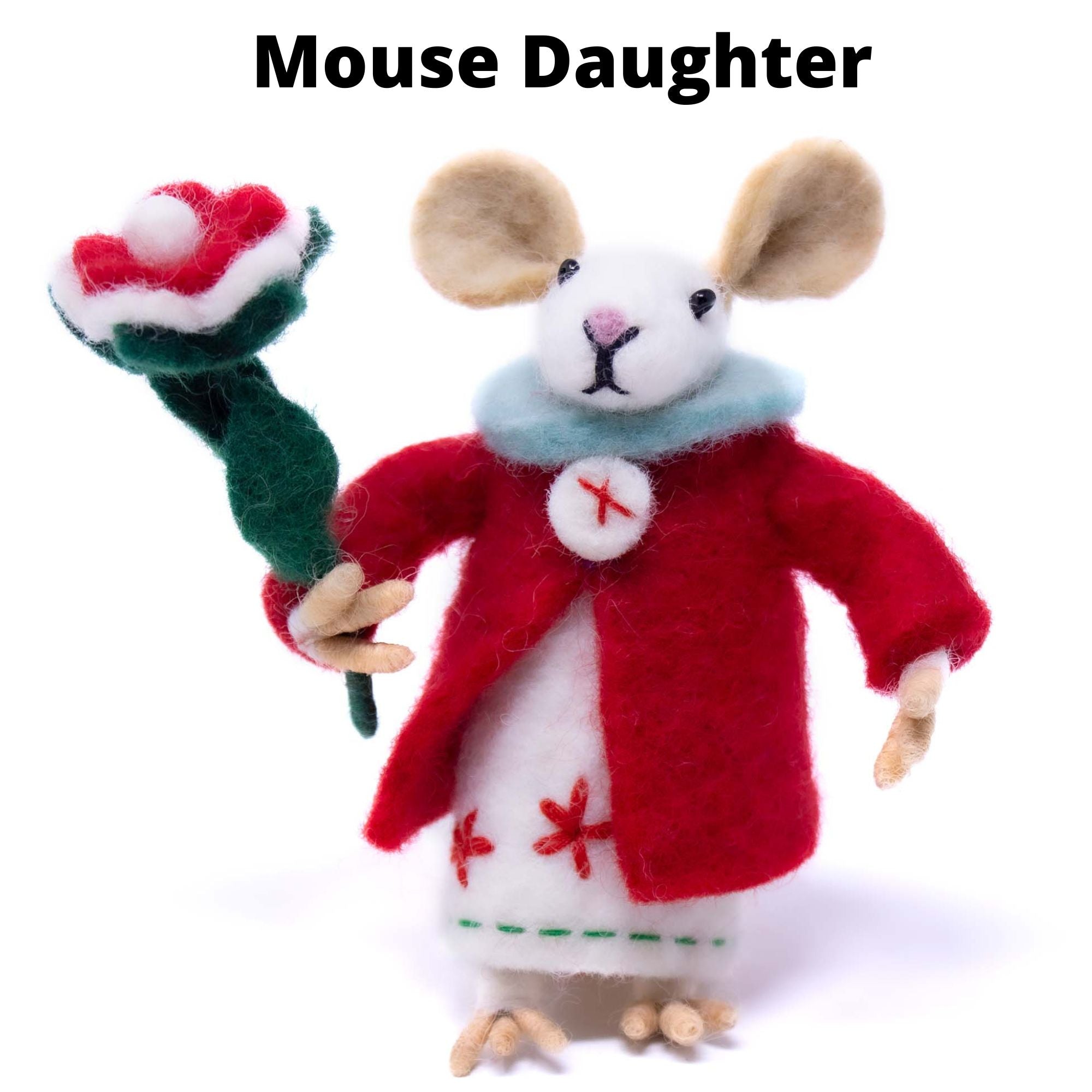 Wool Felt Mice Ornament - Pebble