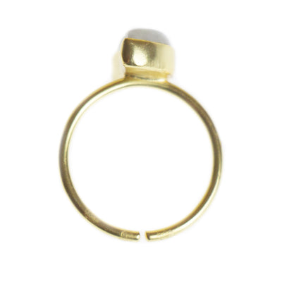 Moonstone Crescent Moon Brass Ring, PACK OF 3