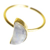 Moonstone Crescent Moon Brass Ring, PACK OF 3