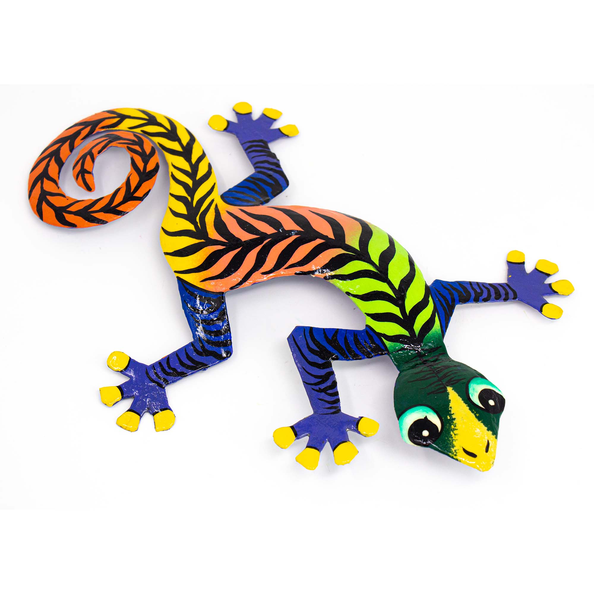 Colorful Gecko Haitian Steel Drum Wall Art, 13 inch Black Stipes Global  Crafts Wholesale