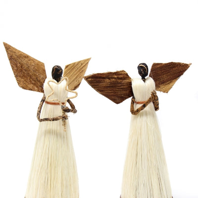 Set of 2 - Standing Sisal Angel Ornaments: Devotional (5-Inch)