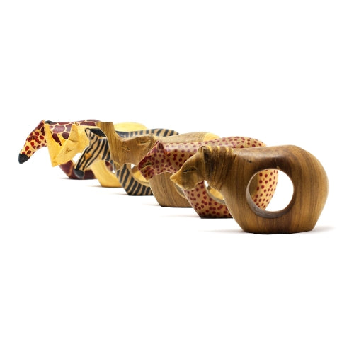 African Mahogany Safari Animal Napkin Rings