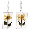 Pressed Yellow Flower Rectangle Dangle Earrings