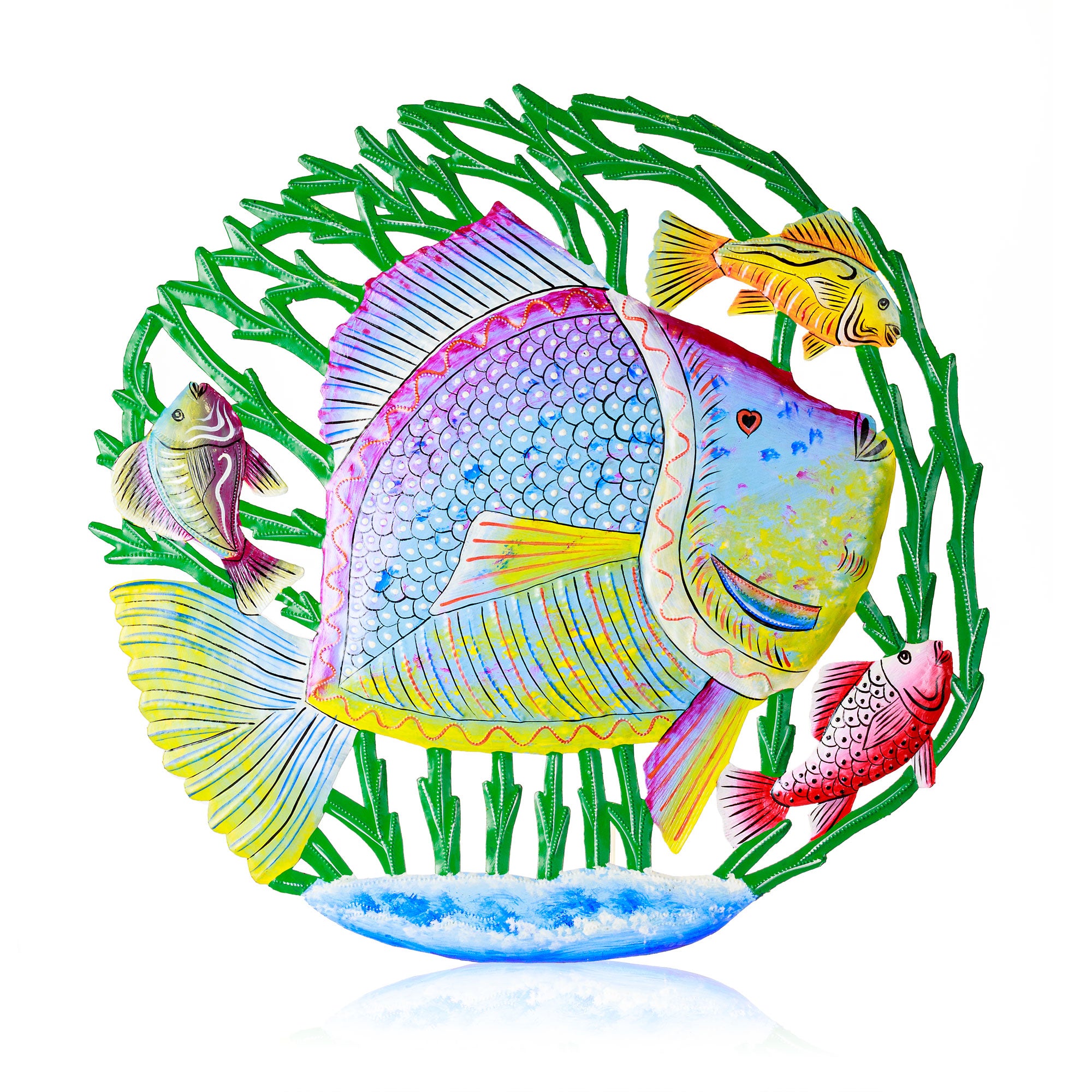 Tropical Fish in Coral Haitian Steel Drum Wall Art Global Crafts Wholesale