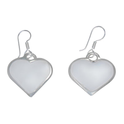 Mother of Pearl Heart Dangle Earrings