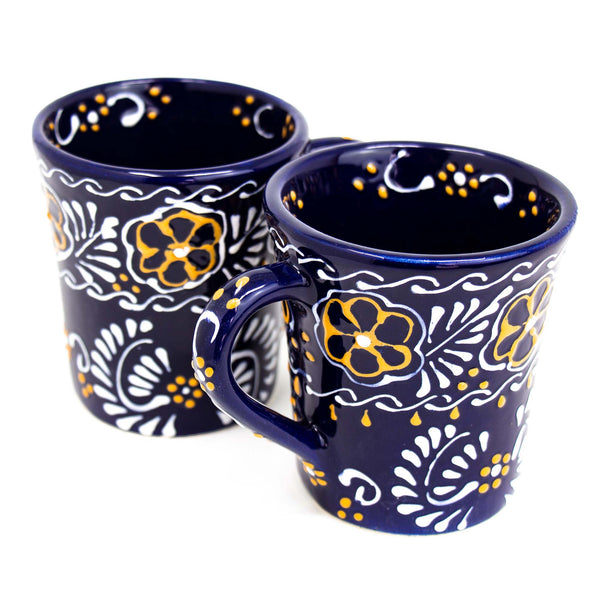 Global Crafts 10 oz. Orange and Blue Mexican Pottery Ceramic Flared Coffee  Mugs MC299O-S2-GWH - The Home Depot