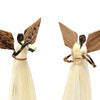 Set of 2 - Standing Sisal Angel Ornaments: Music Instruments (5-inch)