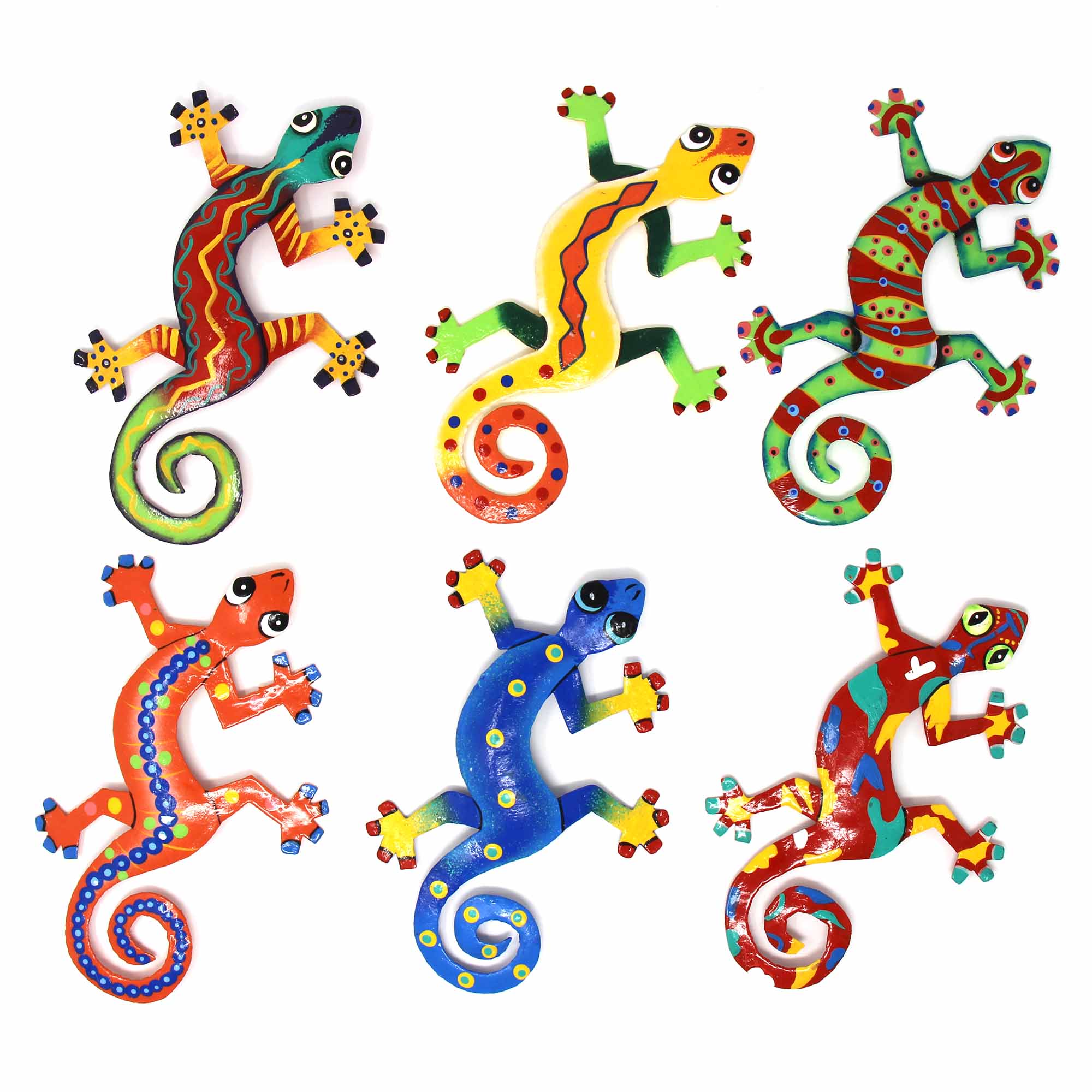 Eight inch Painted Metal Drum Art Gecko Wall Hanging Assorted Global  Crafts Wholesale