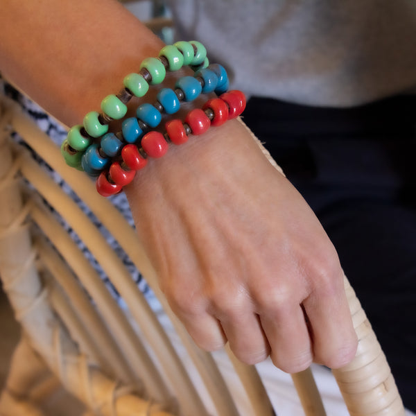 Handcrafted Stackable Set Clay Bead Bracelets from Haitian Artisans, Pastel  Hues