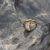 Moonstone Crescent Moon Brass Ring, PACK OF 3